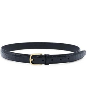 TOTEME Crocodile-Embossed Leather Belt - White