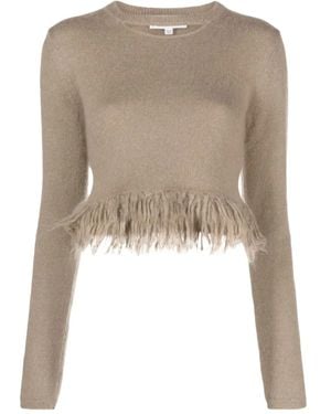 JW Anderson Fringed-Hem Cropped Knitwear Jumper - Natural