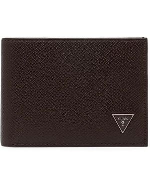 Guess Logo-Plaque Bi-Fold Wallet - Brown