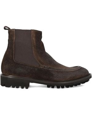Tagliatore Elastic-Panel Suede Boots - Brown