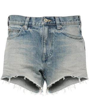 Balenciaga Mid-Rise Mini Denim Shorts - Blue