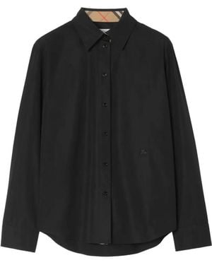 Burberry Camisa De Popelina De Algodón - Negro