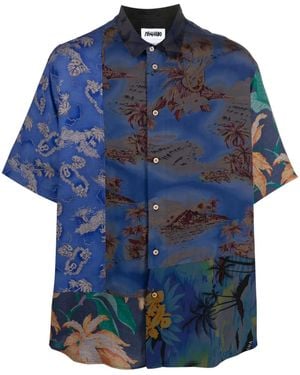 Magliano All-Over Graphic-Print Patchwork Shirt - Blue