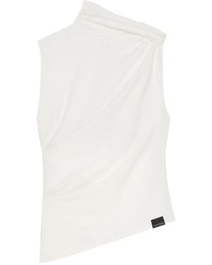 Courreges Draped High Neck Top - White