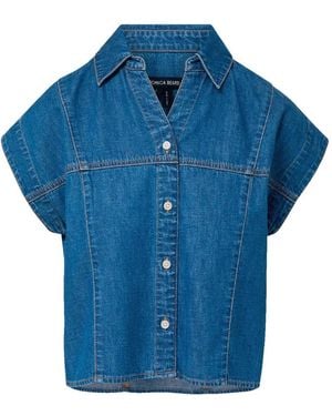 Veronica Beard Button-Up Blouse Met Kapmouwen - Blauw