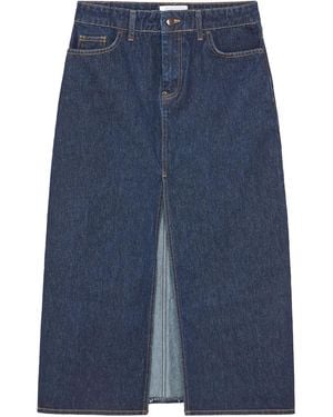 16Arlington Ille Jeans-Midirock Mit Schlitz - Blau