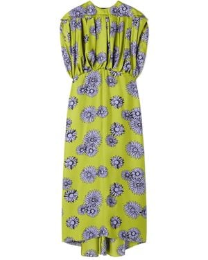 Lanvin Floral-Pattern Sleeveless Midi Dress - Green