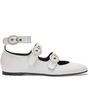 SCAROSSO Linda Ii Leather Ballerina Shoes - White