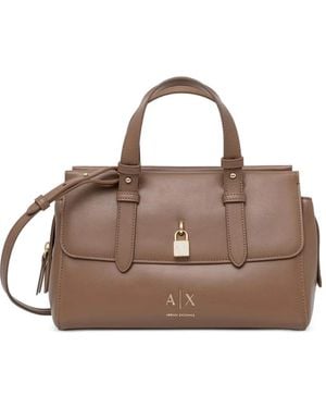 ARMANI EXCHANGE Bolso De Hombro Con Logo Y Candado - Marrón