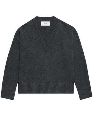 Ami Paris Maglione Con Scollo A V - Blu