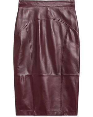 Max Mara Leather Pencil Skirt - Purple
