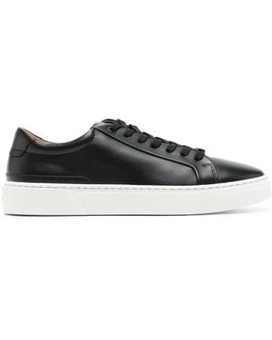 BOSS Logo-Plaque Leather Trainers - Black