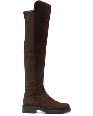 Stuart Weitzman Suede Stretch-Knit Boots - Brown