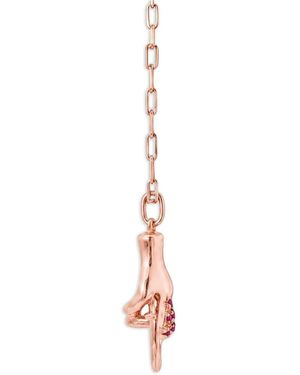 Di Volpe Mano Cornuto Ruby Pendant - White