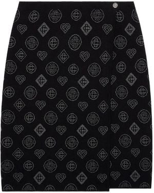 CASABLANCA Jacquard-Motif Wrap Midi Skirt - Black
