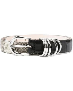 DEHANCHE Hollyhock Snakeskin-Effect Croc-Effect Belt - White