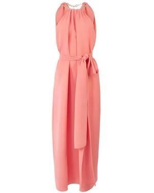 Carolina Herrera Chain-Strap Halterneck Midi Satin Dress - Pink
