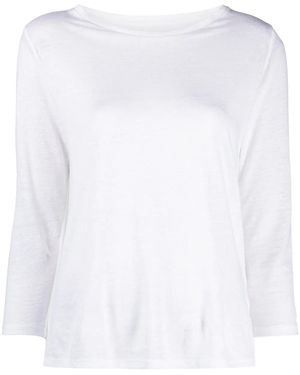 Majestic Filatures Wide-Neck Three-Quarter Sleeves T-Shirt - White