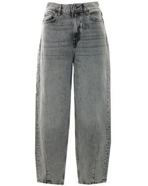 Liu Jo Acid-Wash Barrel-Leg Jeans - Gray