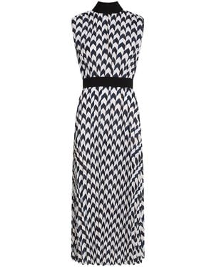 Karl Lagerfeld Chevron-Print Pleated Dress - White