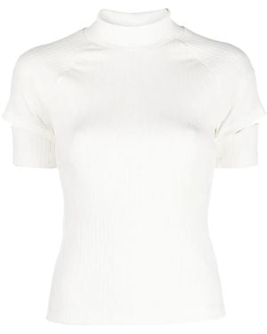 Helmut Lang Haut Nervuré À Découpes - Blanc