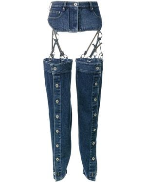 Y. Project - High Waisted Denim Chaps - Women - Cotton - 36 - Blue