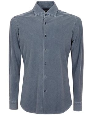 Tintoria Mattei 954 Textured Long-Sleeve Shirt - Blue