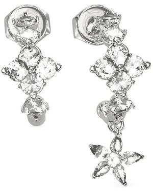 Guess Crystal Flower-Motif Earrings Set (Set Of Three) - White