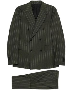 Tagliatore Pinstripe-Pattern Single-Breasted Suit - Green
