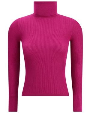 Saint Laurent Roll-Neck Ribbed Jumper - Pink