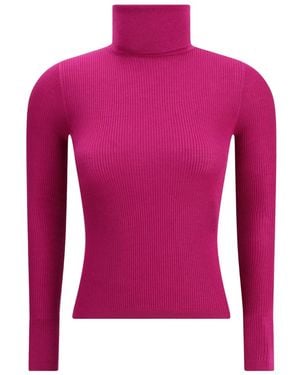 Saint Laurent Roll-Neck Ribbed Jumper - Pink