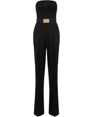 Elisabetta Franchi Lace-Up Belted Jumpsuit - Black