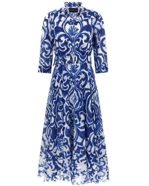 Samantha Sung Aster Tile-Print Dress - Blue