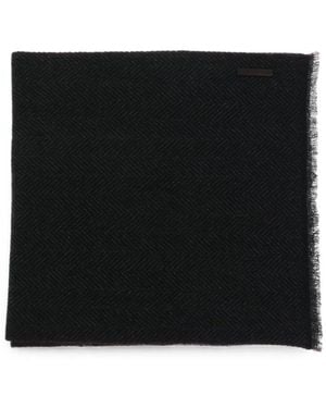 ZEGNA Herringbone-Pattern Cashmere Scarf - Black