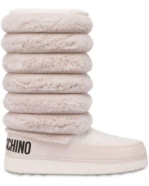 Love Moschino Logo-Print Slip-On Boots - Natural