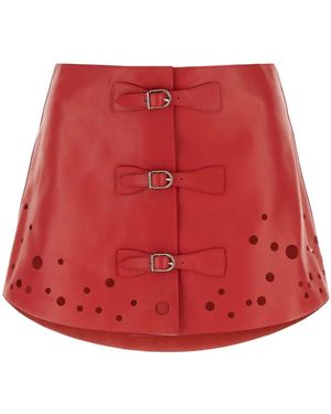 DURAZZI MILANO Leder-Minirock Mit Lochmuster - Rot