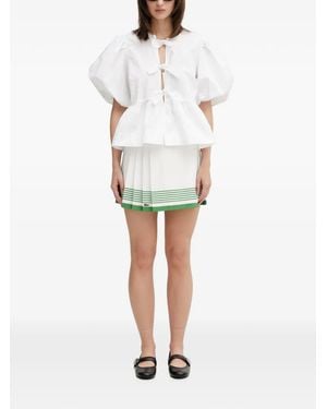 Lacoste Pleated Striped-Detail Mini Skirt - White