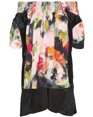 Caroline Hu Ruched Printed Top - White