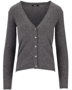 LA ROSE V-Neck Cashmere Cardigan - Grey
