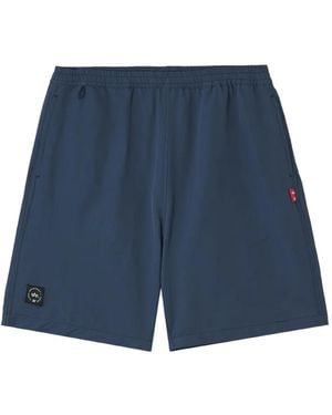 Izzue Logo-Patch Elasticated-Waist Shorts - Blue