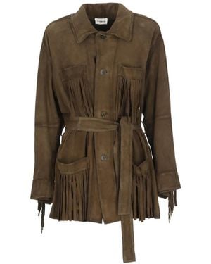 P.A.R.O.S.H. Fringed Leather Jacket - Brown