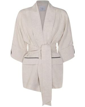 Eleventy Belted Jacket - White