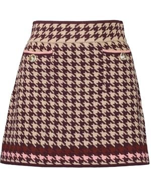 Cara Cara Lynne Houndstooth Pocket Skirt - Red