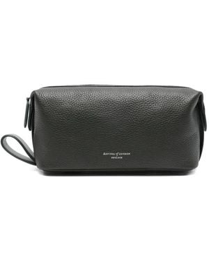 Aspinal of London Grained Reporter Washbag - Gray