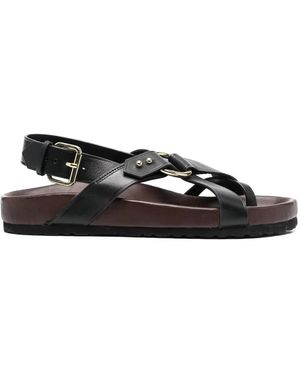 Soeur Mexico Leather Sandals - Black