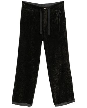 Midorikawa Pantalones Con Dobladillo Deshilachado - Negro