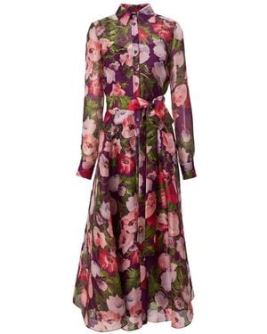 Carolina Herrera Poppy-Print Midi Dress - Red