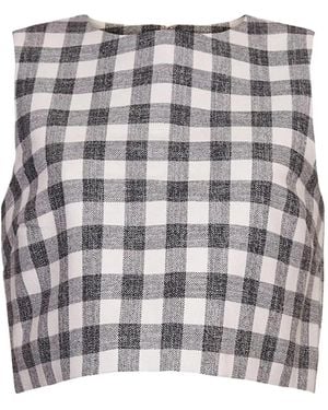 Cara Cara Check-Pattern Sleeveless Top - Gray