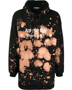 Sankuanz Tie Dye-Print Cotton Hoodie - Black