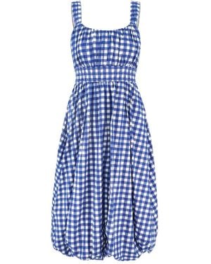 Sea Neci Gingham-Check Balloon Midi Dress - Blue
